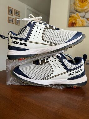 SQAIRZ Speed Mesh Golf Shoes Mens 10.5 White-Navy Blue
